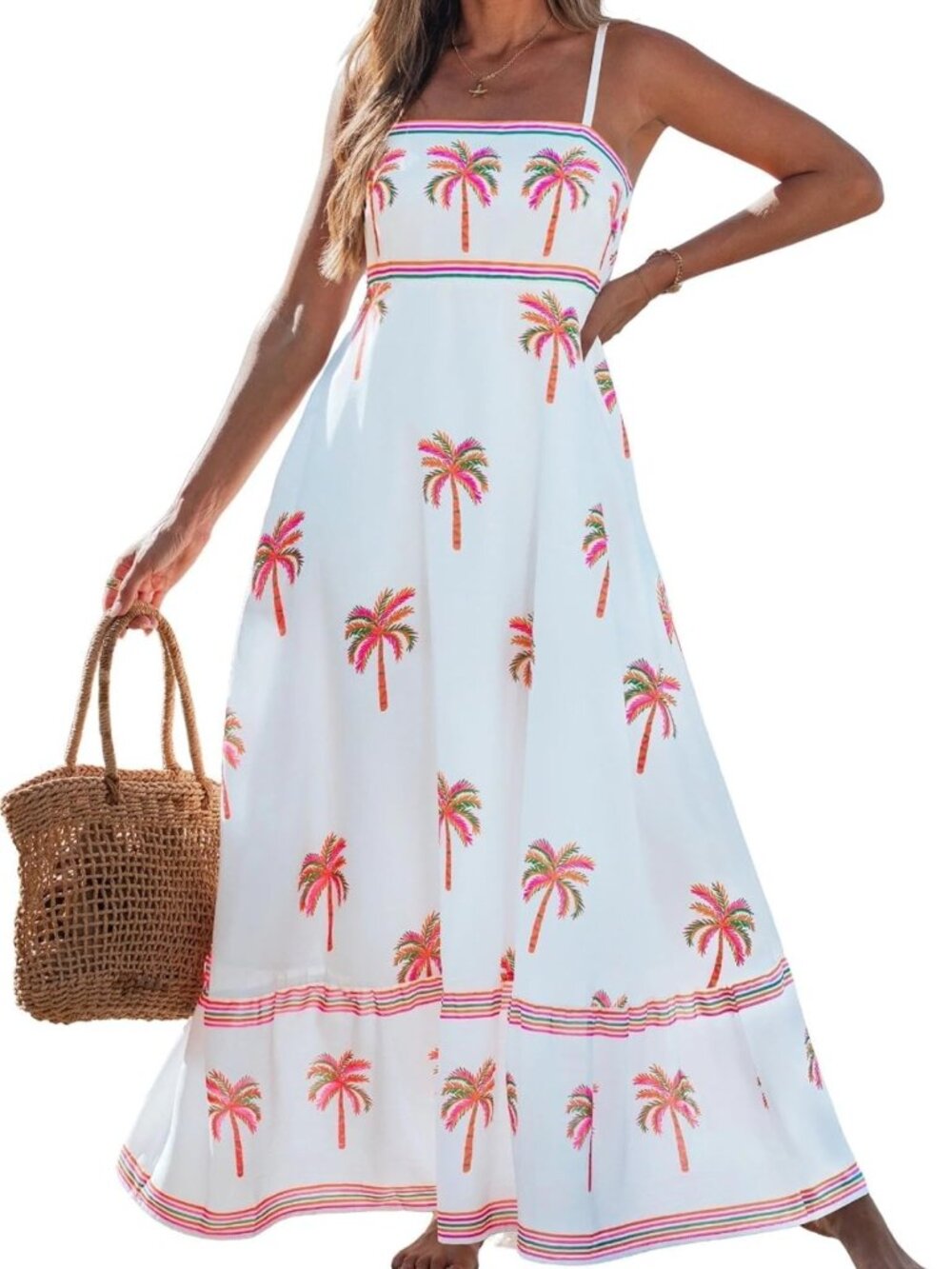 Summer Maxi Dress for Women - Spaghetti Strap, Long Beach Style, Perfect for
